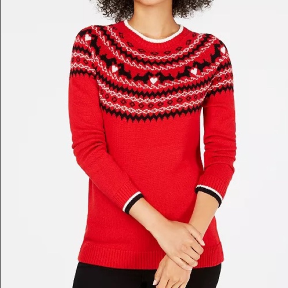 Charter Club Fair Isle Scotty Dog Sweater S